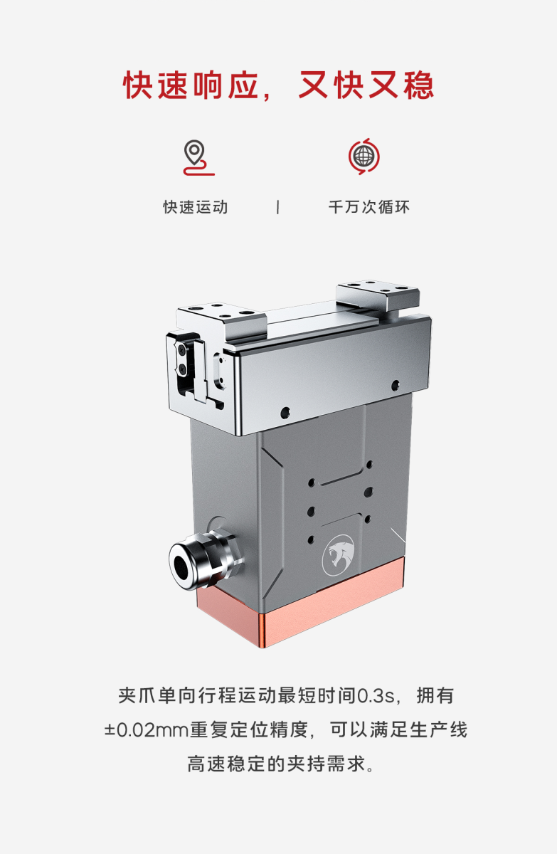 电动式夹爪夹持力40-100N | 推荐夹持重量2KG以内50mm行程夹持-慧灵科技